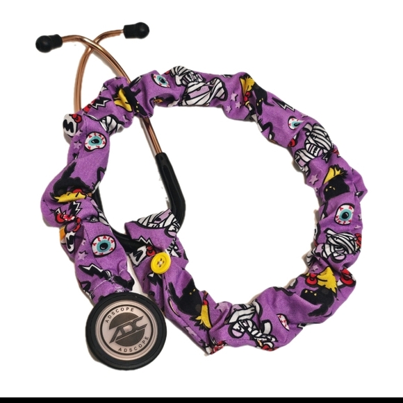 Handmade Purple Hello Kitty Halloween Stethoscope Sleeve: Washable Cotton Cover - Picture 2 of 8